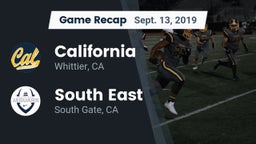 Recap: California  vs. South East  2019