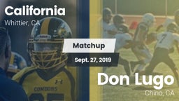 Matchup: California vs. Don Lugo  2019