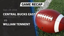 Recap: Central Bucks East  vs. William Tennent  2016