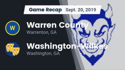 Recap: Warren County  vs. Washington-Wilkes  2019