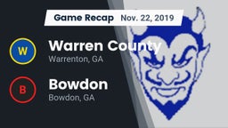 Recap: Warren County  vs. Bowdon  2019