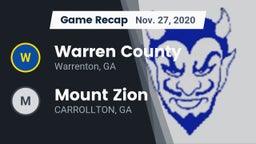 Recap: Warren County  vs. Mount Zion 2020