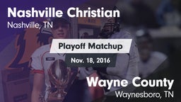 Matchup: Nashville Christian vs. Wayne County  2016