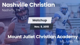 Matchup: Nashville Christian vs. Mount Juliet Christian Academy  2018