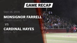 Recap: Monsignor Farrell  vs. Cardinal Hayes  2016