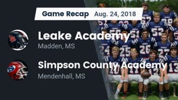 Recap: Leake Academy  vs. Simpson County Academy 2018