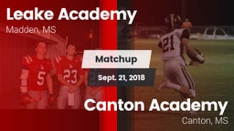Matchup: Leake Academy vs. Canton Academy  2018