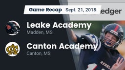 Recap: Leake Academy  vs. Canton Academy  2018