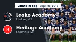 Recap: Leake Academy  vs. Heritage Academy  2018