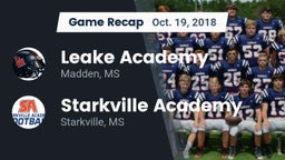 Recap: Leake Academy  vs. Starkville Academy  2018