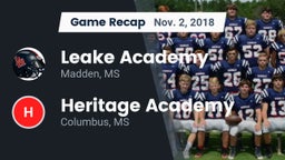 Recap: Leake Academy  vs. Heritage Academy  2018
