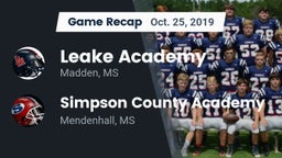 Recap: Leake Academy  vs. Simpson County Academy 2019