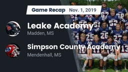 Recap: Leake Academy  vs. Simpson County Academy 2019
