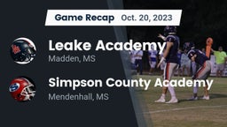 Recap: Leake Academy  vs. Simpson County Academy 2023
