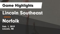 Lincoln Southeast  vs Norfolk  Game Highlights - Feb. 1, 2019