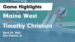 Maine West  vs Timothy Christian  Game Highlights - April 30, 2022