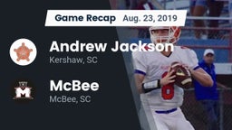 Recap: Andrew Jackson  vs. McBee  2019