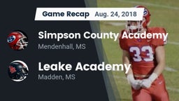 Recap: Simpson County Academy vs. Leake Academy  2018