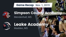 Recap: Simpson County Academy vs. Leake Academy  2019