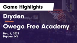 Dryden  vs Owego Free Academy  Game Highlights - Dec. 6, 2023