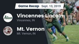 Recap: Vincennes Lincoln  vs. Mt. Vernon  2019