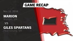 Recap: Marion  vs. Giles  Spartans 2016