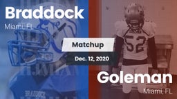 Matchup: Braddock vs. Goleman  2020
