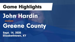 John Hardin  vs Greene County  Game Highlights - Sept. 14, 2020
