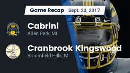 Recap: Cabrini  vs. Cranbrook Kingswood  2017