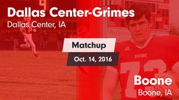 Matchup: Dallas Center-Grimes vs. Boone  2016