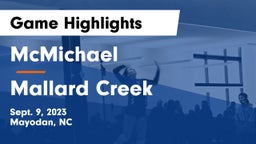 McMichael  vs Mallard Creek  Game Highlights - Sept. 9, 2023