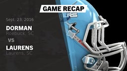 Recap: Dorman  vs. Laurens  2016