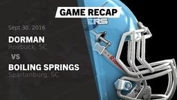 Recap: Dorman  vs. Boiling Springs  2016