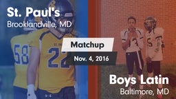 Matchup: St. Paul's High vs. Boys Latin  2016
