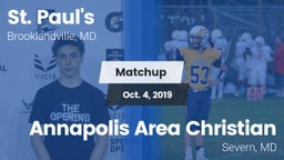 Matchup: St. Paul's High vs. Annapolis Area Christian  2019