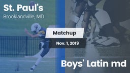 Matchup: St. Paul's High vs. Boys' Latin md 2019