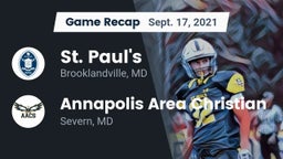 Recap: St. Paul's  vs. Annapolis Area Christian  2021