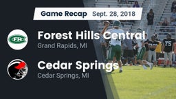 Recap: Forest Hills Central  vs. Cedar Springs  2018