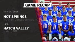 Recap: Hot Springs  vs. Hatch Valley  2016