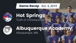 Recap: Hot Springs  vs. Albuquerque Academy  2019