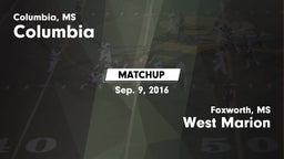 Matchup: Columbia vs. West Marion  2016
