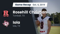 Recap: Rosehill Christian  vs. Iola  2019