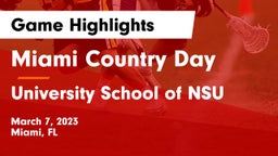 Miami Country Day  vs University School of NSU Game Highlights - March 7, 2023
