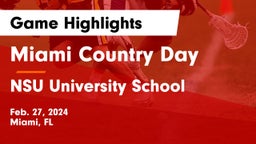 Miami Country Day  vs NSU University School  Game Highlights - Feb. 27, 2024