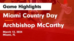 Miami Country Day  vs Archbishop McCarthy  Game Highlights - March 12, 2024