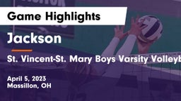 Jackson  vs St. Vincent-St. Mary  Boys Varsity Volleyball Game Highlights - April 5, 2023