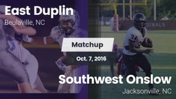 Matchup: East Duplin vs. Southwest Onslow  2016