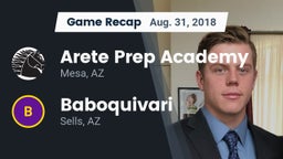 Recap: Arete Prep Academy vs. Baboquivari  2018