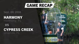 Recap: Harmony  vs. Cypress Creek  2016