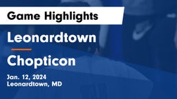 Leonardtown  vs Chopticon  Game Highlights - Jan. 12, 2024